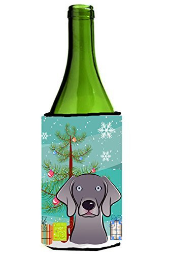 Caroline's Treasures Christmas Tree and Weimaraner Wine Bottle Koozie Hugger, 750 ml, Multicolor