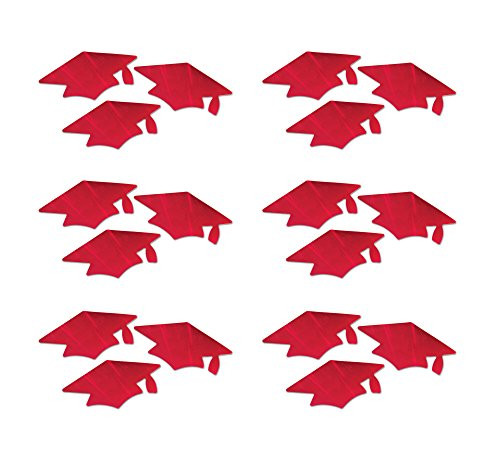 Beistle CT05 Red Metallic Grad Cap Cutouts, 18-Pack