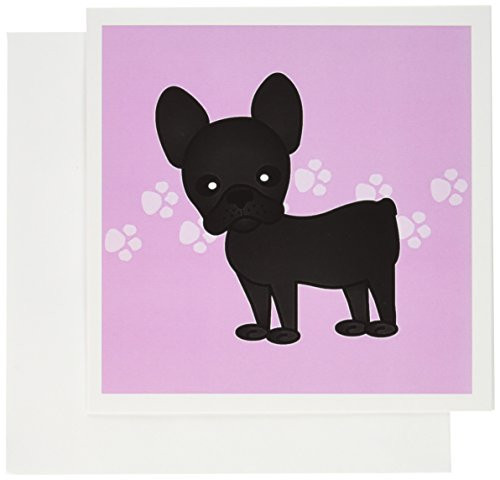 3dRose Greeting Cards, Cute Black Brindle French Bulldog Pink with Pawprints, Set of 6 (gc_25319_1) 3dRose Greeting Cards, Cute Black Brindle French Bulldog Pink with Pawprints, Set of 6 (gc_25319_1)
