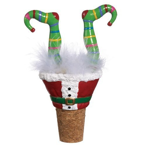 Christmas Wiggle Wine Bottle Topper - Green Stockings by Ganz, Multicolor