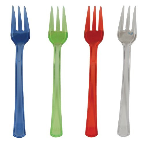 Creative Converting 24 Count Plastic Forks, Mini, Assorted Colors