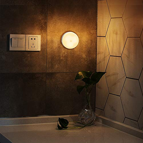 TECHOST PIR Motion Sensor Light, Wireless Battery Powered LED Night Lights Stick Anywhere Warm Lamp
