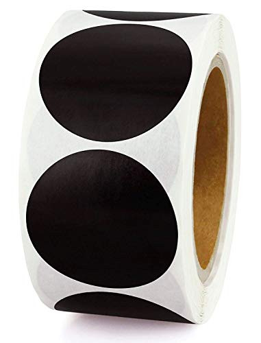 Black Color Coding Dot Labels 2" Inch Round - 500 Colored Circle Stickers Per Roll