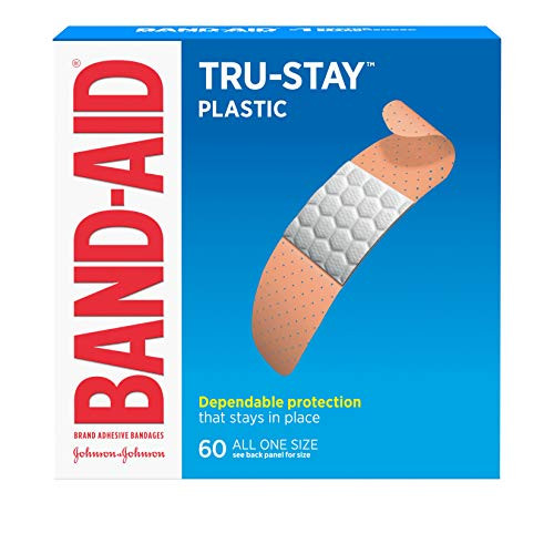 Band-Aid Brand Tru-Stay Plastic Strips Adhesive Bandages for Wound Care and First Aid, All One Size, 60 ct Band-Aid Brand Tru-Stay Plastic Strips Adhesive Bandages for Wound Care and First Aid, All One Size, 60 ct