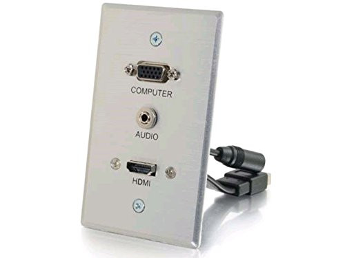 C2G/Cables to Go 60144 HDMI, VGA, Stereo Pass Through, Single Gang Wall Plate - Aluminum