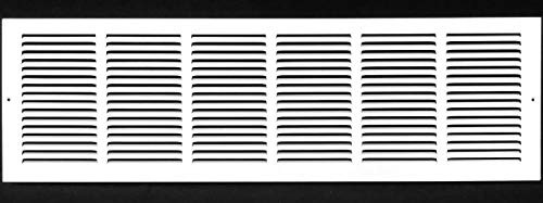 30"w X 6"h Steel Return Air Grilles - Sidewall and Ceiling - HVAC Duct Cover - White [Outer Dimensions: 31.75"w X 7.75"h]