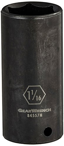 GEARWRENCH 84557N 1/2" Drive 6 Point Deep Impact SAE Socket 1-1/16", Black