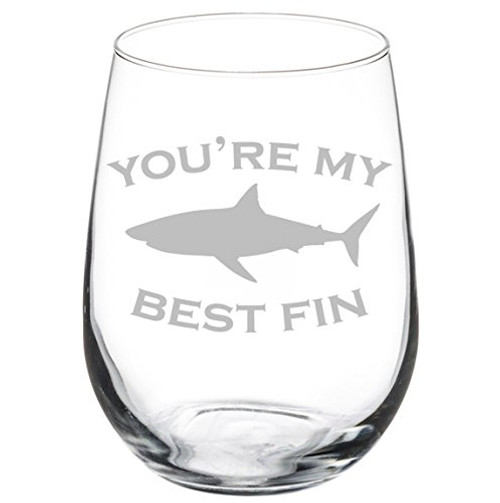 Wine Glass Goblet Best Friend You're My Best Fin Shark (17 oz Stemless) Wine Glass Goblet Best Friend You're My Best Fin Shark (17 oz Stemless)