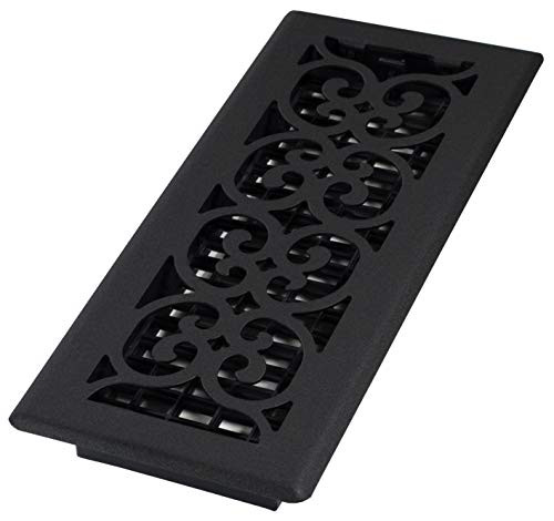Decor Grates ST412 Scroll Floor Register,Textured Black Painted, 4-Inch by 12-Inch