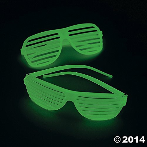 Fun Express Plastic Glow-in-The-Dark Shutter Shading Glasses, One Dozen