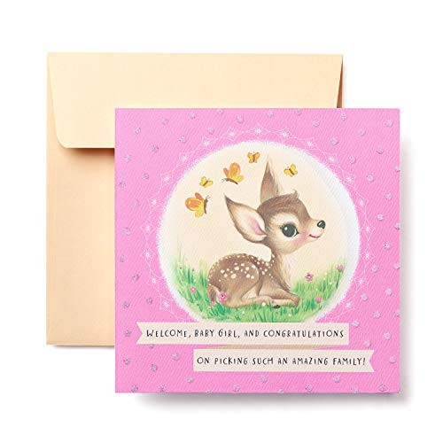 Deer New Baby Girl Congratulations Greeting Card Deer New Baby Girl Congratulations Greeting Card