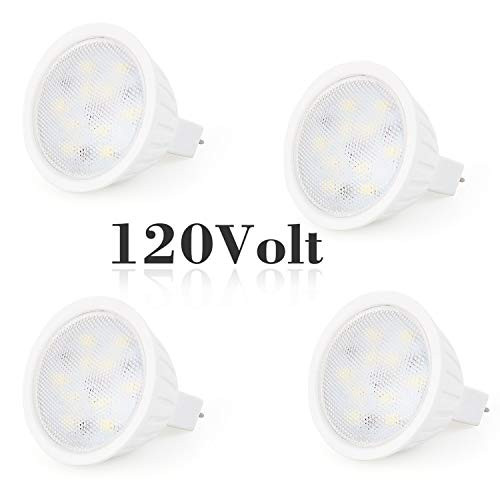 MR16 GU5.3 LED Bulb, 4-Pack, 7 Watt, Dimmable 700 Lumen,Daylight White 5000K, 120° Beam Angle, 120 Volt AC,65W Equivalent,Recessed Track Landscape Lighting, Spotlight, LED Light