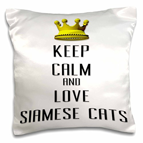 3dRose Gold Crown Keep Calm and Love Siamese Cats-Pillow Case, 16 by 16" (pc_121305_1) 3dRose Gold Crown Keep Calm and Love Siamese Cats-Pillow Case, 16 by 16" (pc_121305_1)