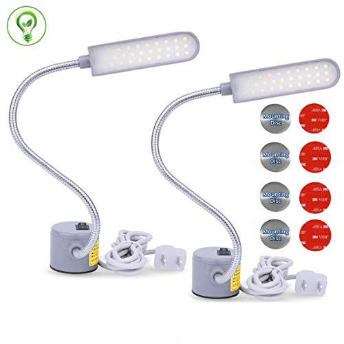 JANSANE Sewing Machine Light LED Lighting (30LEDs) 6 Watt Multifunctional Flexible Gooseneck Arm Work Lamp with Magnetic Mounting Base for Workbench Lathe Drill Press 2 Pack