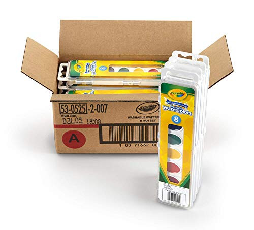 Crayola 8 Pan Set Washable Watercolors, Safe for Kids - Includes Brushes - 24 Pack