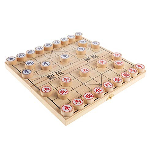 Hey! Play! Chinese Chess  Wooden BeginnerS Traditional Tabletop Strategy & Skill Board Game for Two Players with Folding Board