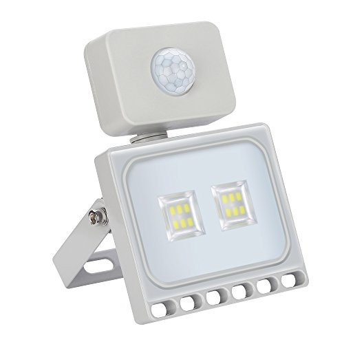 Led Motion Sensor Flood Light Outdoor, Sararoom 10W 1200LM Daylight White Sensor Security Light with Sensitive PIR IP65 Waterproof Wall Fixture Lamps Floodlight for Garage Yard Warehouse Path