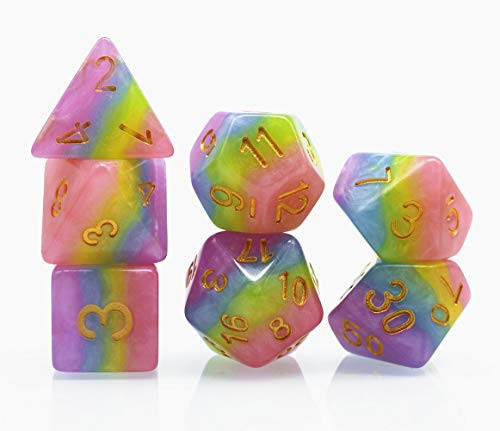 Polyhedral DND Dice Set Pearl Rainbow Dice for Dungeons and Dragons, Pathfinder, D&D, RPG, MTG,7-Die Set Role Playing Games Dice 4 Colors Resin Dice Polyhedral DND Dice Set Pearl Rainbow Dice for Dungeons and Dragons, Pathfinder, D&D, RPG, MTG,7-Die Set Role Playing Games Dice 4 Colors Resin Dice