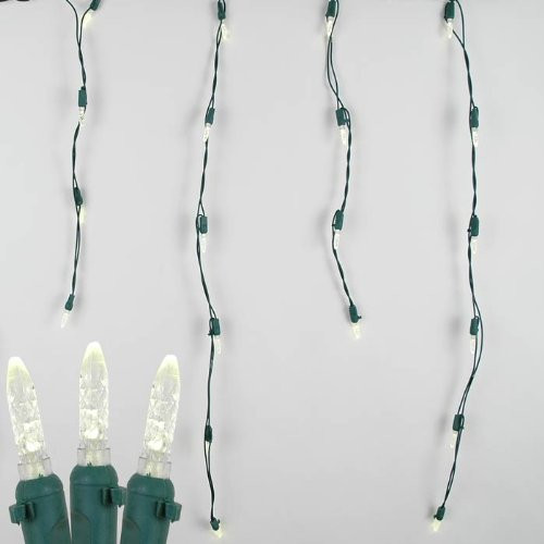 Novelty Lights, Inc. M5 Christmas LED Icicle Light Set, Warm White, Green Wire, 15' Long, 150 Light