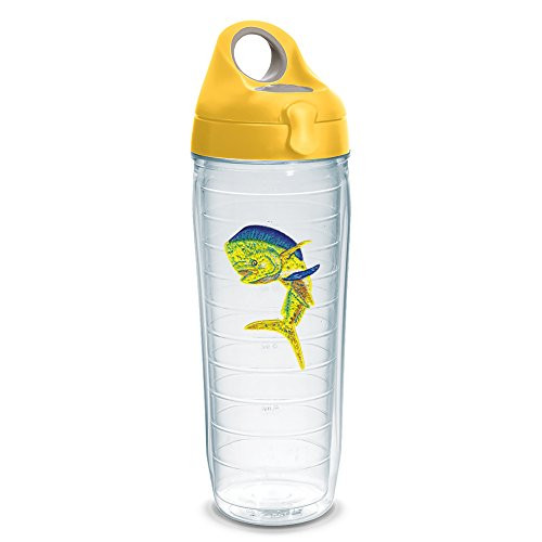 Tervis 1230773 Guy Harvey - Real Dorado Tumbler with Emblem and Yellow Lid 24oz Water Bottle, Clear
