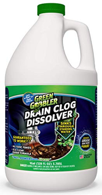 Liquid Clog Remover By Green Gobbler - Drain, Toilet Clog Remover, DISSOLVE Hair & Grease From Clogged Toilets, Sinks And Drains - Drain Cleaner, Works Within Minutes - 1 Gallon Liquid Clog Remover By Green Gobbler - Drain, Toilet Clog Remover, DISSOLVE Hair & Grease From Clogged Toilets, Sinks And Drains - Drain Cleaner, Works Within Minutes - 1 Gallon