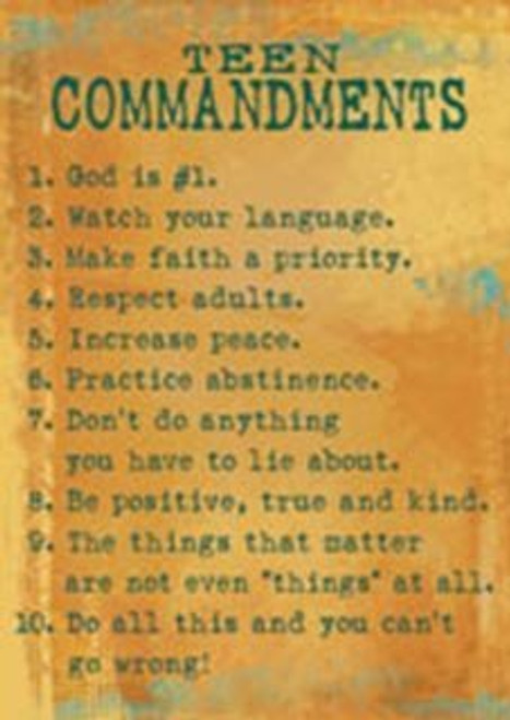 Abbey Press Teen Commandments Prayer Card - Encouragement Inspirational Religious Gifts 55705C-ABBEY