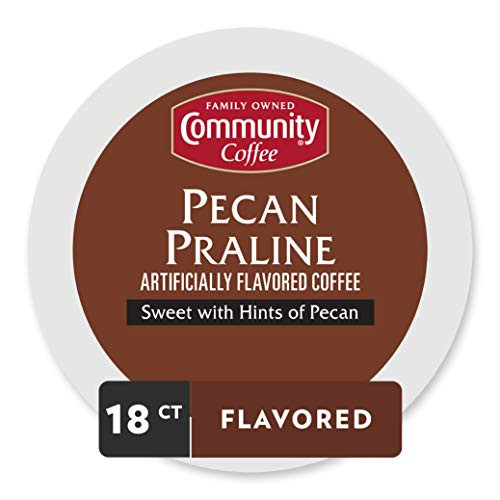 Community Coffee Pecan Praline Flavored Medium Roast Single Serve 18 Ct Box, Compatible with Keurig 2.0 K Cup Brewers, Medium Full Body Sweet Hints of Pecan, 100% Arabica Coffee Beans Community Coffee Pecan Praline Flavored Medium Roast Single Serve 18 Ct Box, Compatible with Keurig 2.0 K Cup Brewers, Medium Full Body Sweet Hints of Pecan, 100% Arabica Coffee Beans