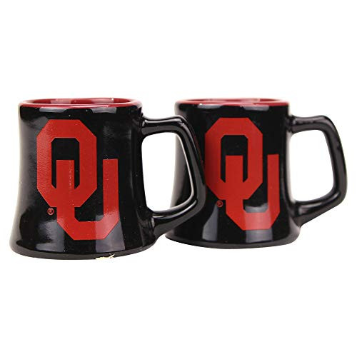 NCAA Full Color Sclupted Mug 2oz Shot Glass 2-Pack (Oklahoma Sooners)
