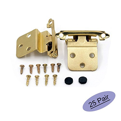 3/8" Inset Cabinet Hinges Face Mount Self Closing Cabinet Door Hinges Inset - goldenwarm Brass Stainless Steel Inset Hinges for Kitchen Cabinets SCH38BB-25Pair