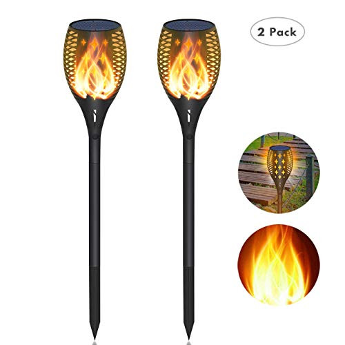 Landscape Solar Torch Lights,YULAMP Waterproof Flickering Flames Torches Lights Outdoor Solar Flame Light Decoration Lighting Dusk to Dawn Auto On/Off Security Torch Light for Deck Yard Driveway 2Pack