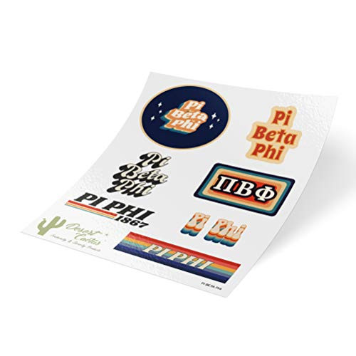 Pi Beta Phi 70's Themed Sticker Sheet Decal Laptop Water Bottle Car Pi Phi (Full Sheet - 70's)