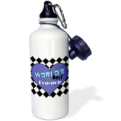 3dRose wb_10850_1 Worlds Best Poppop Sports Water Bottle, 21 oz, White