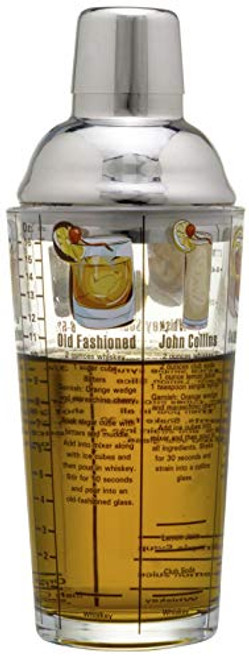 14 oz Recipe Glass Cocktail Shaker With Strainer Top - Includes 6 Cocktail Drink Recipes (Whiskey Theme) 14 oz Recipe Glass Cocktail Shaker With Strainer Top - Includes 6 Cocktail Drink Recipes (Whiskey Theme)