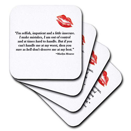 3dRose CST_162254_1 Famous Marilyn Monroe Quote Soft Coasters, Set of 4