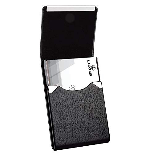 MaxGear Professional Business Card Holder PU Leather Business Card Case Name Card Holder Slim Business Card Wallet Business Card Carrier Slim Metal Pocket Card Holder with Magnetic Shut Black 