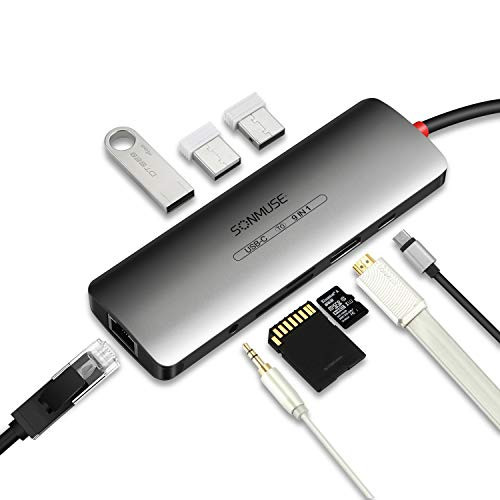 USB C Hub, USB C Adapter,SONMUSE Thunderbolt 3 hub, Multiport USB C to HDMI Adapter with Type C Charging Port, USB 3.0 Ports, Ethernet Port for MacBook Pro 2017/2016, Chromebook Pixel and More (9in1)