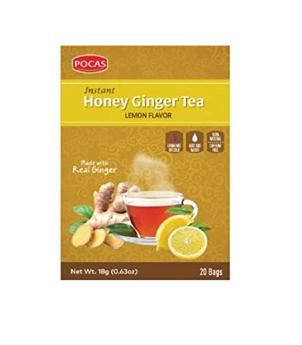 (40 Bags) Pocas Instant Ginger Honey Tea with Lemon 18g/0.63oz (Honey Ginger with Lemon)