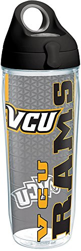 Tervis 1276820 VCU Rams College Pride Tumbler with Wrap and Black with Gray Lid 24oz Water Bottle, Clear