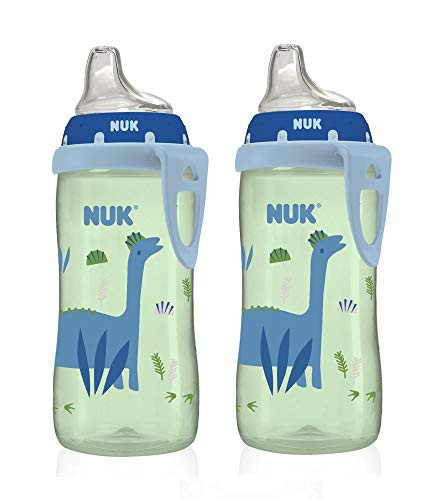 NUK Blue Dino Silicone Spout Active Cup, 10-Ounce (2 Pack)