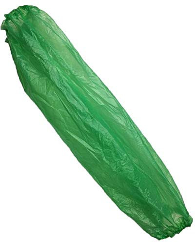 100 Pack Green PE Oversleeves 18 size. Polyethylene Disposable Sleeves 1 Mil Thickness. Machine made Protective Oversleeves with Elasticated Wrist, Elbow. Water-resistant. Embossed. Wholesale price.