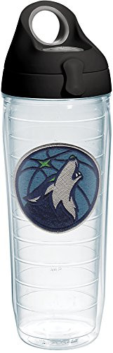Tervis 1275072 NBA Minnesota Timberwolves Primary Logo Tumbler with Emblem and Black with Gray Lid 24oz Water Bottle, Clear