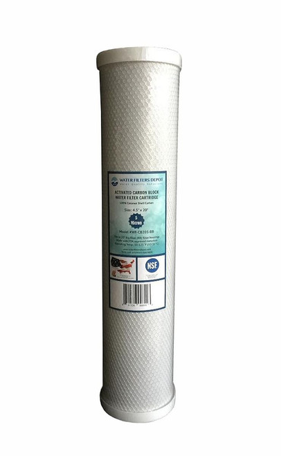 WF-CB205-BB 4.5'x20' Activated Carbon Block Water Filter Cartridge by Water Filters Depot (WFD), Fits in 20' Big Blue (BB) Filter Housings of Filtration Systems (1 pack, 5 Micron) WF-CB205-BB 4.5'x20' Activated Carbon Block Water Filter Cartridge by Water Filters Depot (WFD), Fits in 20' Big Blue (BB) Filter Housings of Filtration Systems (1 pack, 5 Micron)