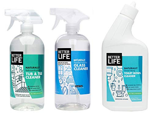 Better Life, Natural Bathroom Cleaning Kit -Toilet Bowl Cleaner, Glass Cleaner, Tub and Tile Cleaner