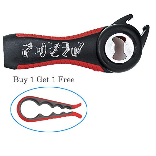 Anti-skid Manual Jar Opener, Bottle Opener Grip for Weak Hands, Elderly, Seniors, Arthritis Suffers,Kitchen Gadgets for Variety of Seal Pot & Lids, Kitchen Grippers to Remove Stubborn Lids (Red)