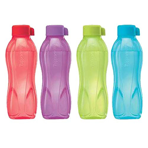 Tupperware Aquaslim Water Bottle Set, 500ml, Set of 4 (B.5L) Colors May Vary