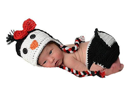 Pinbo® Newborn Baby Girls Photography Prop Crochet Knitted Penguin Hat Diaper