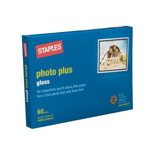 Staples Photo Plus Gloss Paper, 4" x 6", 60 Sheets