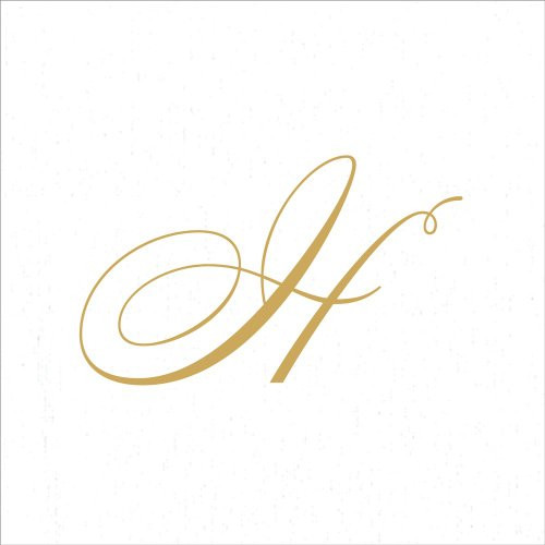 Entertaining with Caspari White Pearl Paper Linen Cocktail Napkins, Monogram Initial H, Pack of 30