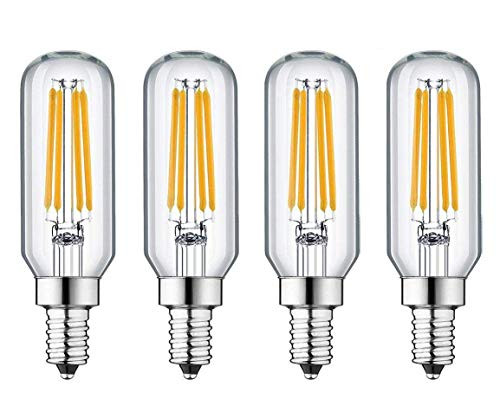 CTKcom 4W E12 Edison LED Filament Light Bulb(4 Pack)- Dimmable Candelabra Light Bulb T8/T25 LED Tubular Bulb 40W Equivalent Warm White 2700K 240LM Tube Bulb Bent Tip for Pendant Light,E12 Base 110V
