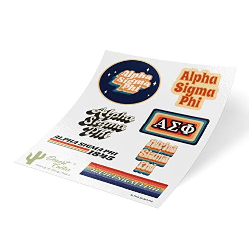 Alpha Sigma Phi 70's Themed Sticker Sheet Decal Laptop Water Bottle Car (Full Sheet - 70's)